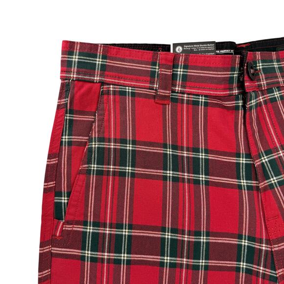 Volcom Ent Noa Deane Trousers Pants Mens Sz 32 X 28 Red Plaid Punk Grunge Band - Picture 3 of 8